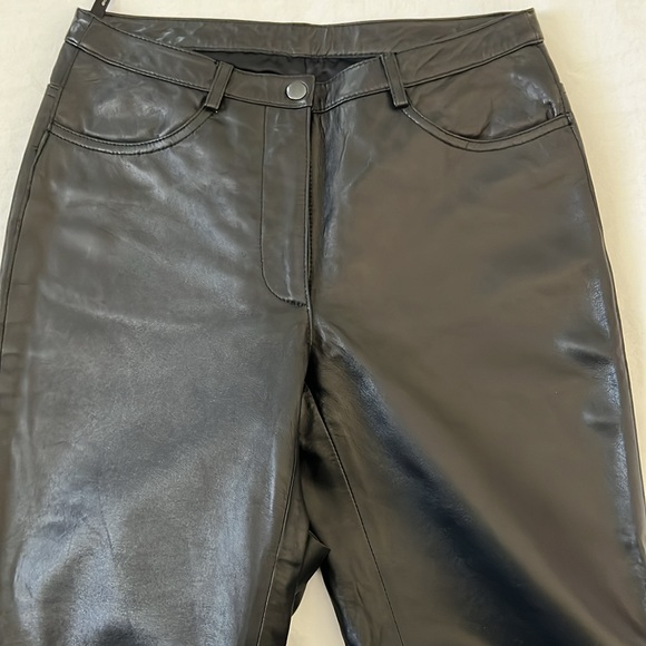 Bebe Genuine Leather Lamb Disco Biker Black Pants - Picture 5 of 10
